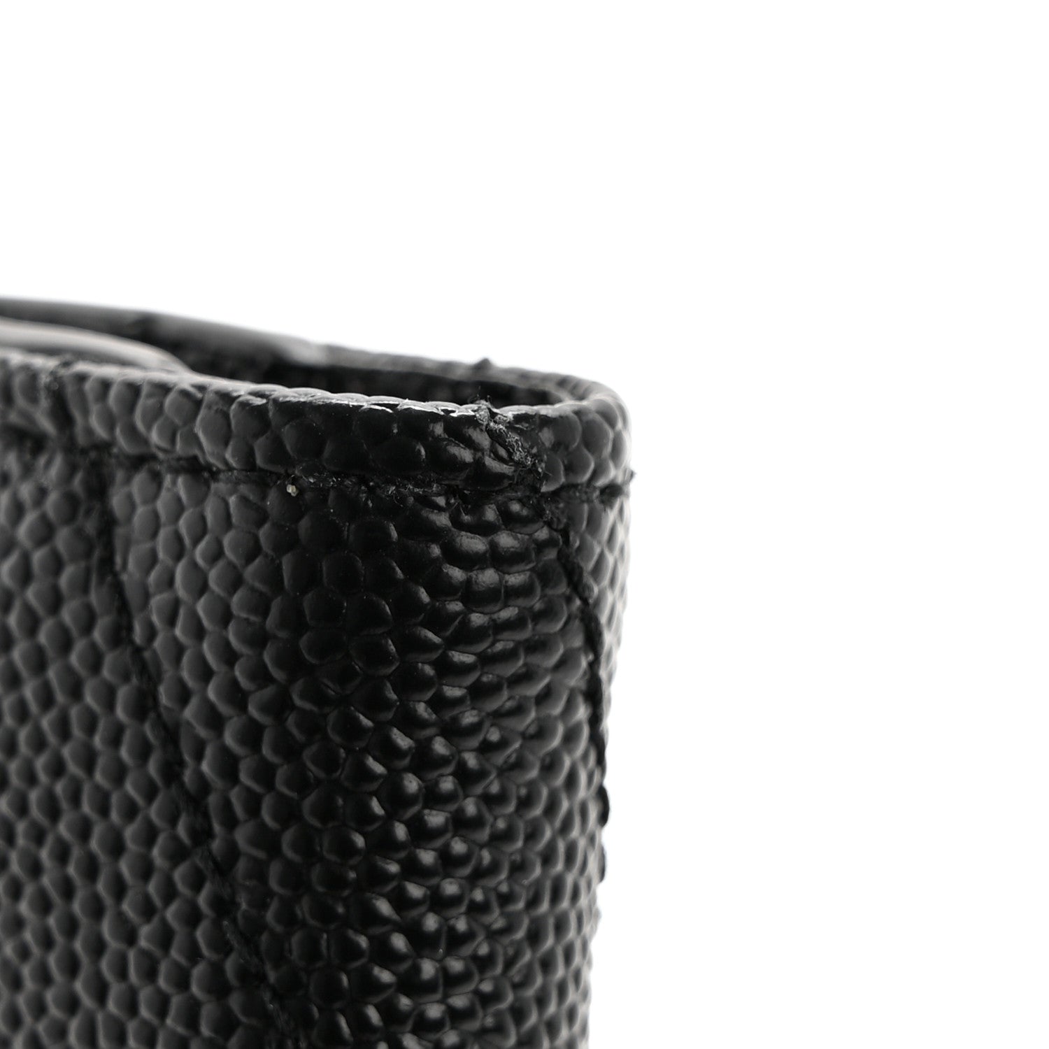 Saint Laurent Grain De Poudre Matelasse Chevron Monogram Zipped Card Case Black 9 of 13