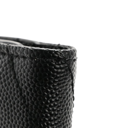 Saint Laurent Grain De Poudre Matelasse Chevron Monogram Zipped Card Case Black 9 of 13