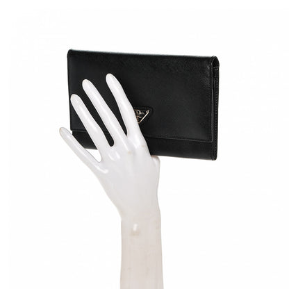 Prada Saffiano Continental Flap Wallet Nero Black 2 of 6