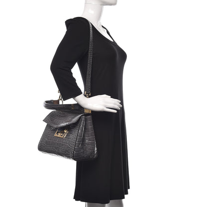 Givenchy Calfskin Crocodile Embossed Small Mystic Shoulder Bag Storm Grey 2 of 6