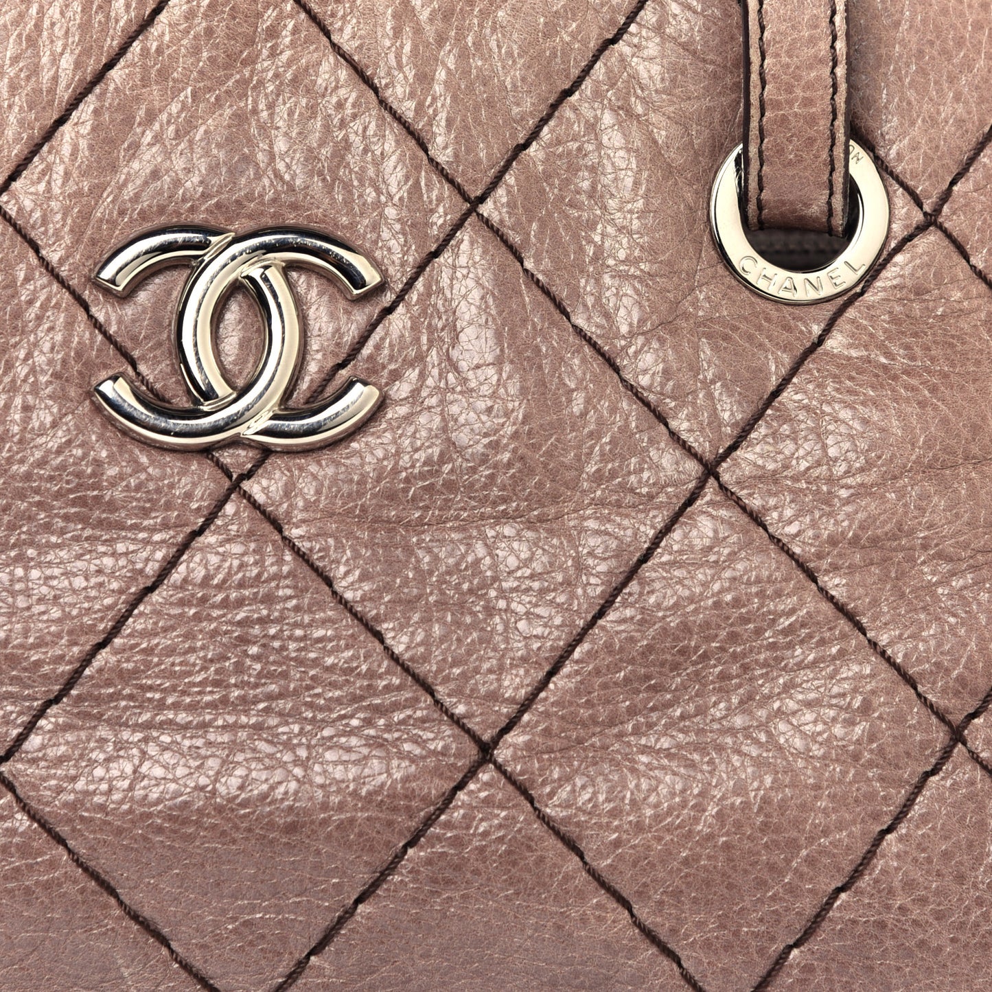 Glazed Calfskin On the Road Zip Tote Brown