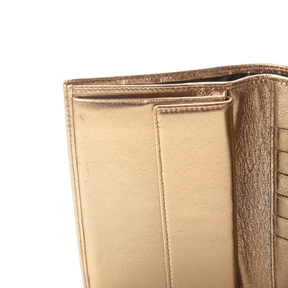 Versace Metallic Lambskin Logo Tri-Fold Flap Wallet Gold 7 of 9