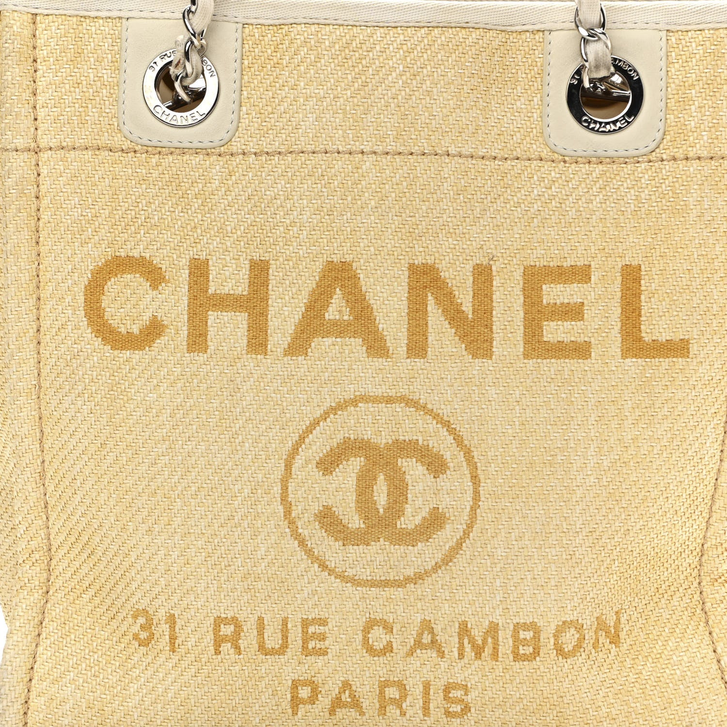 Chanel Canvas Mini Deauville Tote Light Yellow 8 of 15
