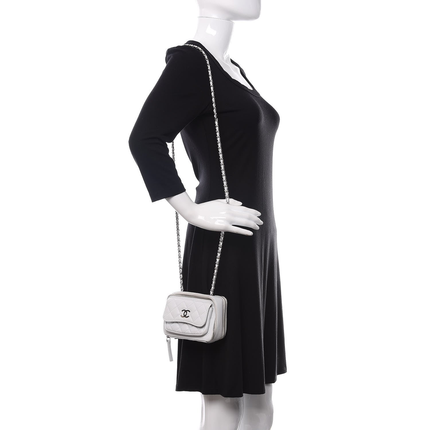 Chanel Lambskin Quilted Small Pocket Box Camera Case White 2 of 13