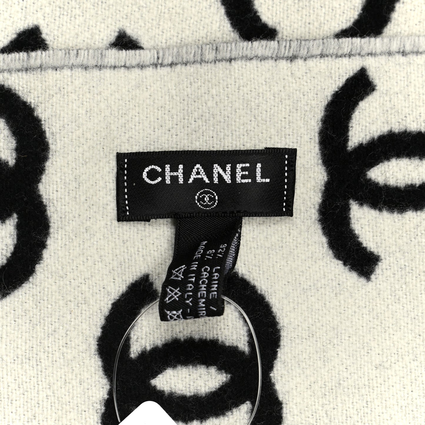 Wool Cashmere CC Scarf Black White