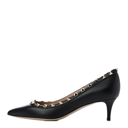 Valentino Garavani Pebbled Calfskin Rockstud 50mm Pumps 36 Black 1 of 11