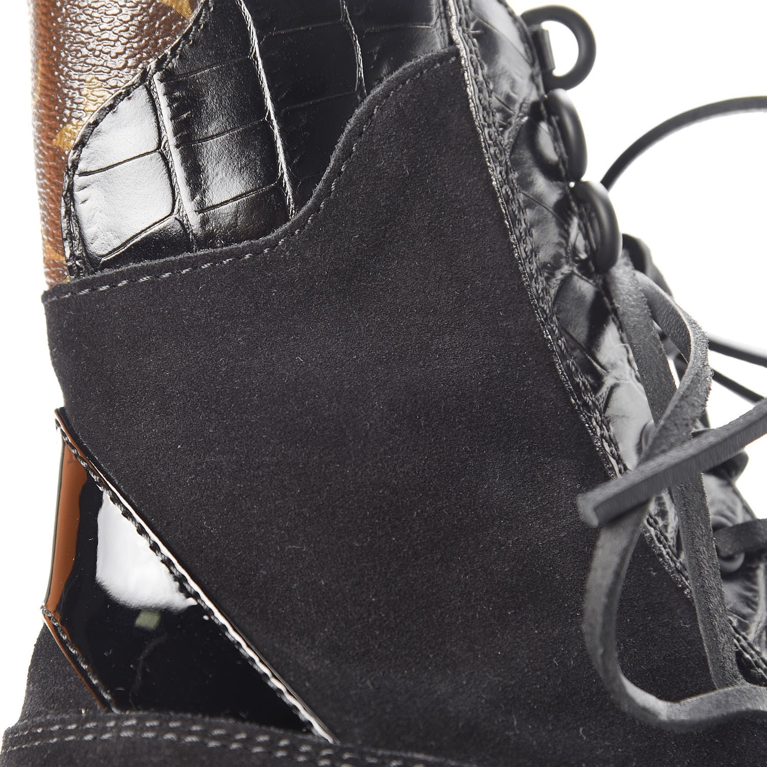 Louis Vuitton Suede Calfskin Monogram Laureate Platform Desert Boots 35.5 Black 11 of 12