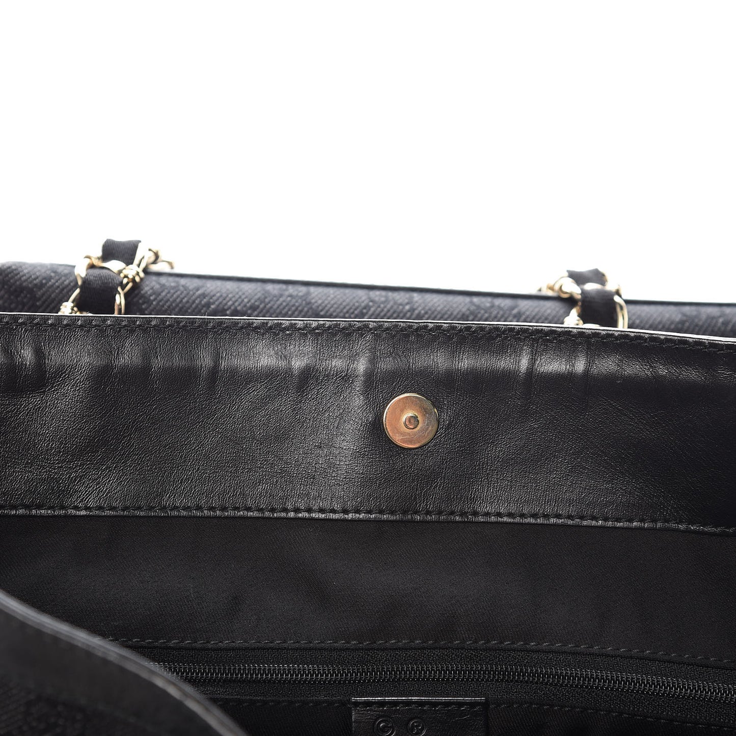Denim Monogram Chain Bucket Tote Black