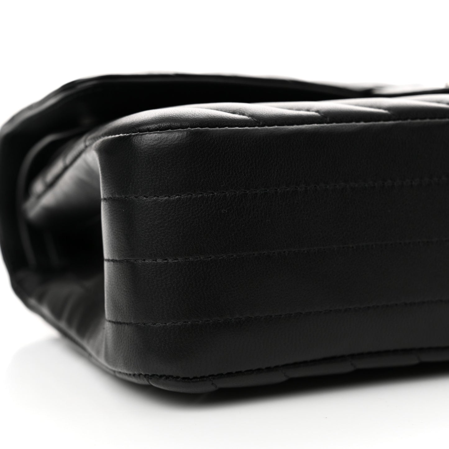 Lambskin Chevron Quilted Medium Double Flap Black