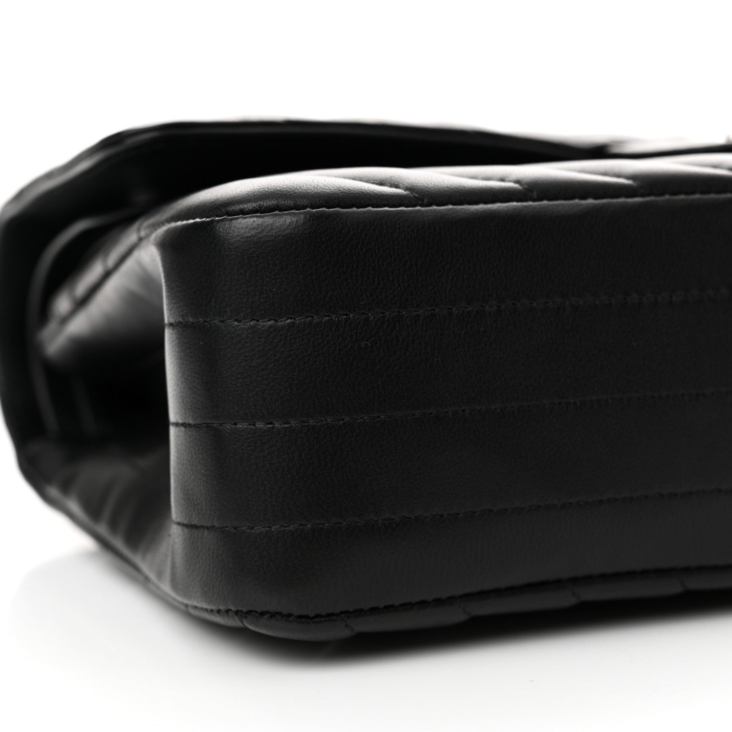 Chanel Lambskin Chevron Quilted Medium Double Flap Black 9 of 14