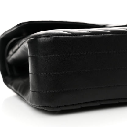 Chanel Lambskin Chevron Quilted Medium Double Flap Black 9 of 14