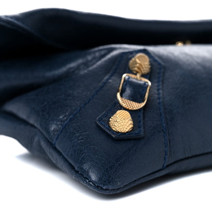 Balenciaga Agneau Giant 12 Gold Hardware Envelope Strap Clutch Bleu Obscur 7 of 10
