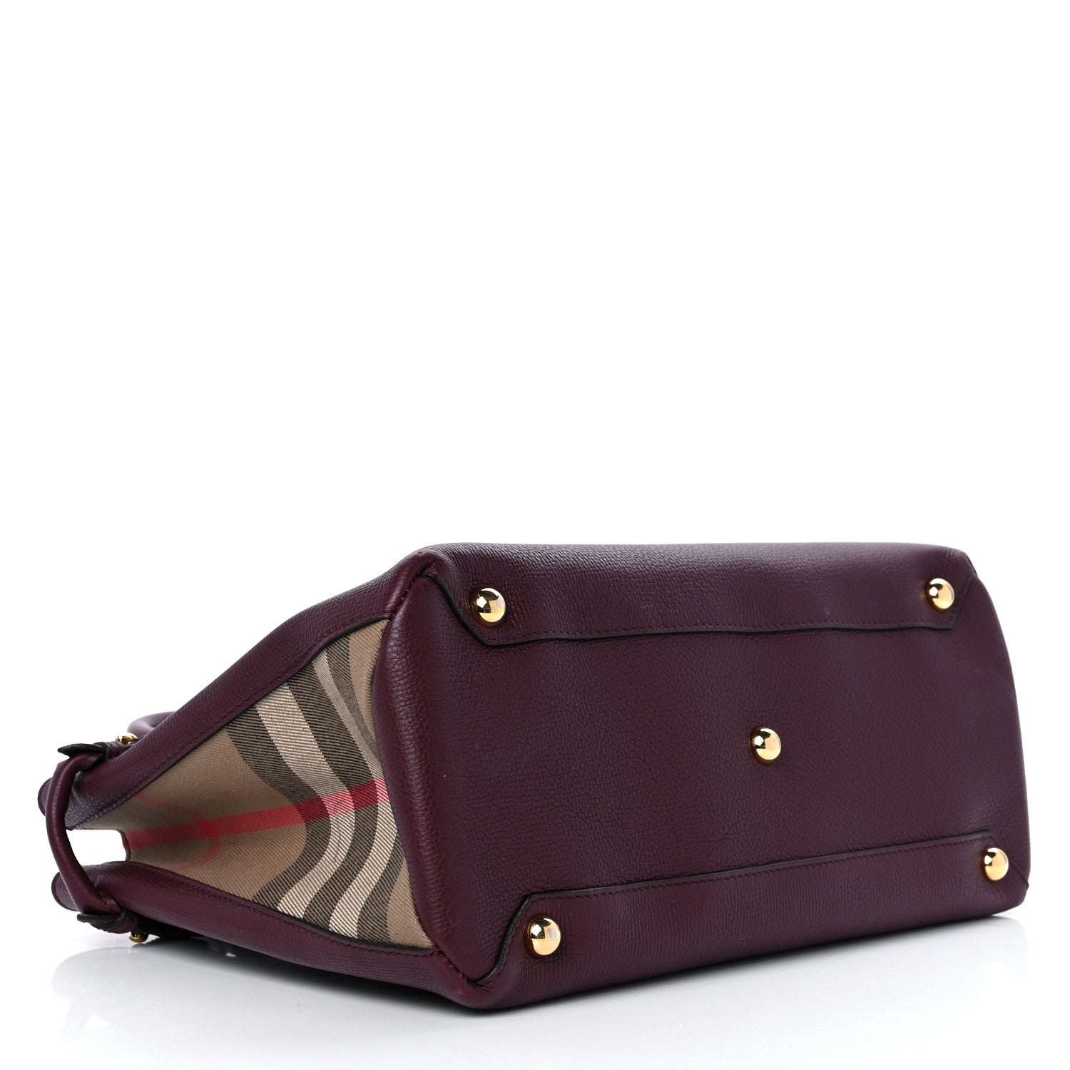 Burberry Grainy Calfskin House Check Medium Banner Tote Mahogany Red 4 of 12
