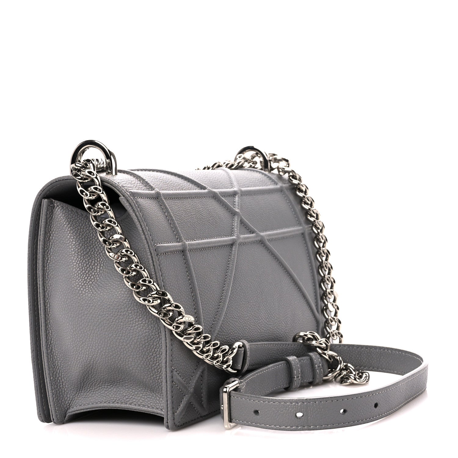 Christian Dior Grained Calfskin Medium Diorama Flap Bag Gris 3 of 10