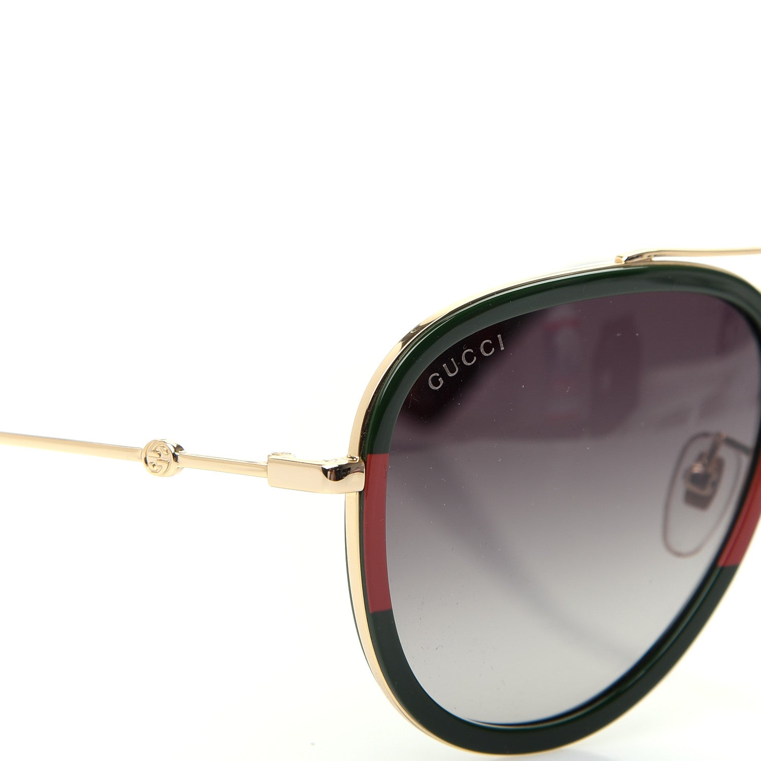 Gucci Web Aviator Sunglasses GG0062S Green Red 7 of 8