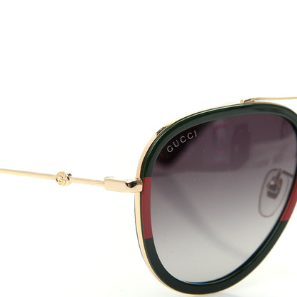 Gucci Web Aviator Sunglasses GG0062S Green Red 7 of 8