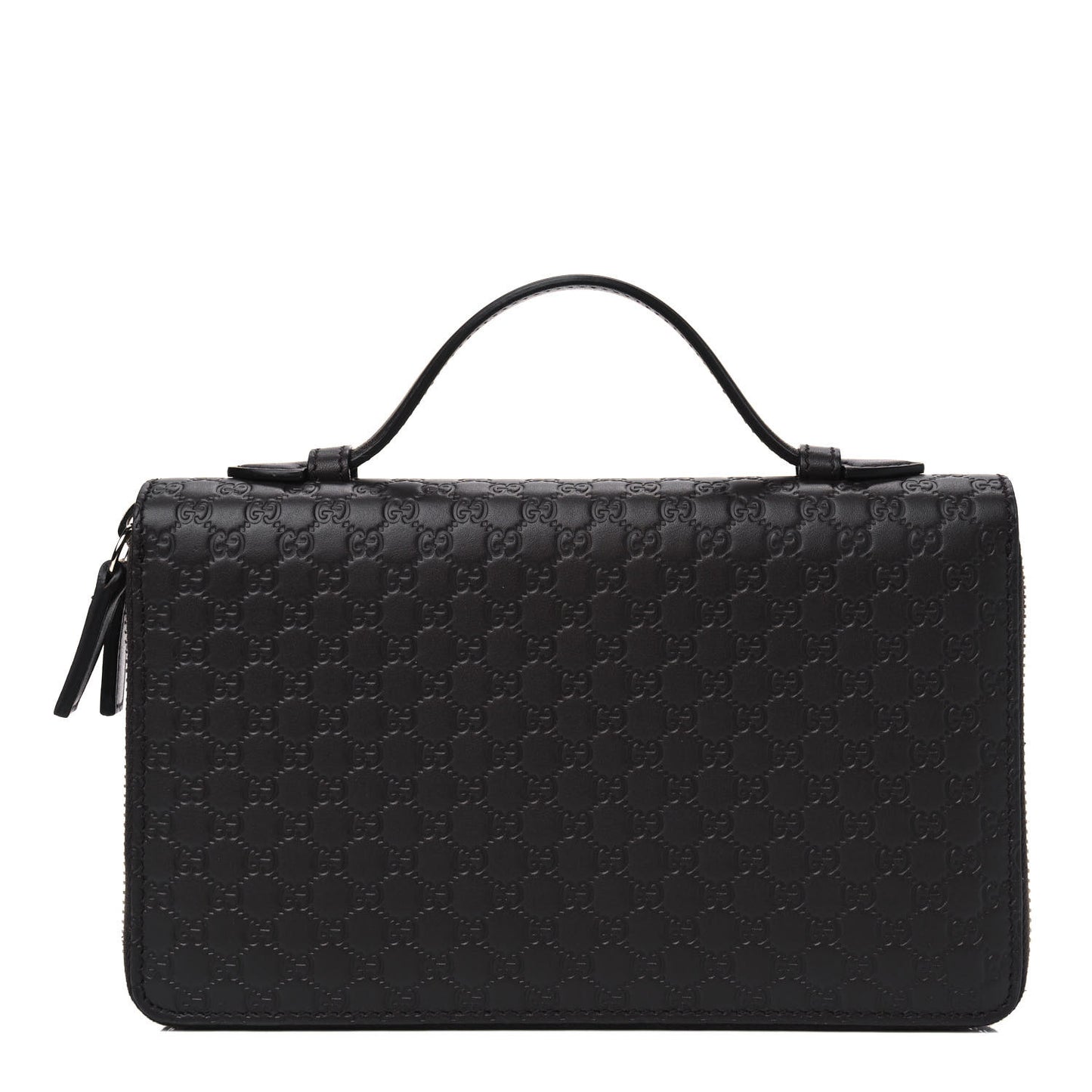 Soft Microguccissima Zip Around Top Handle Travel Wallet Carbon