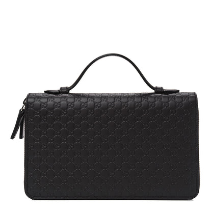 Gucci Soft Microguccissima Zip Around Top Handle Travel Wallet Carbon 1 of 4