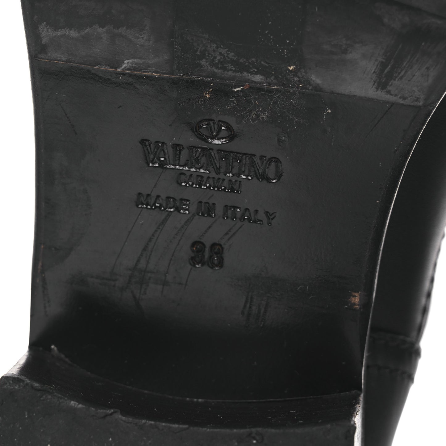 Calfskin Lock Studded 30mm Biker Boots 38 Black