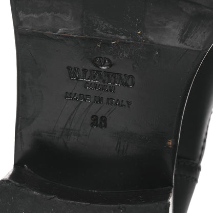 Valentino Garavani Calfskin Lock Studded 30mm Biker Boots 38 Black 8 of 13