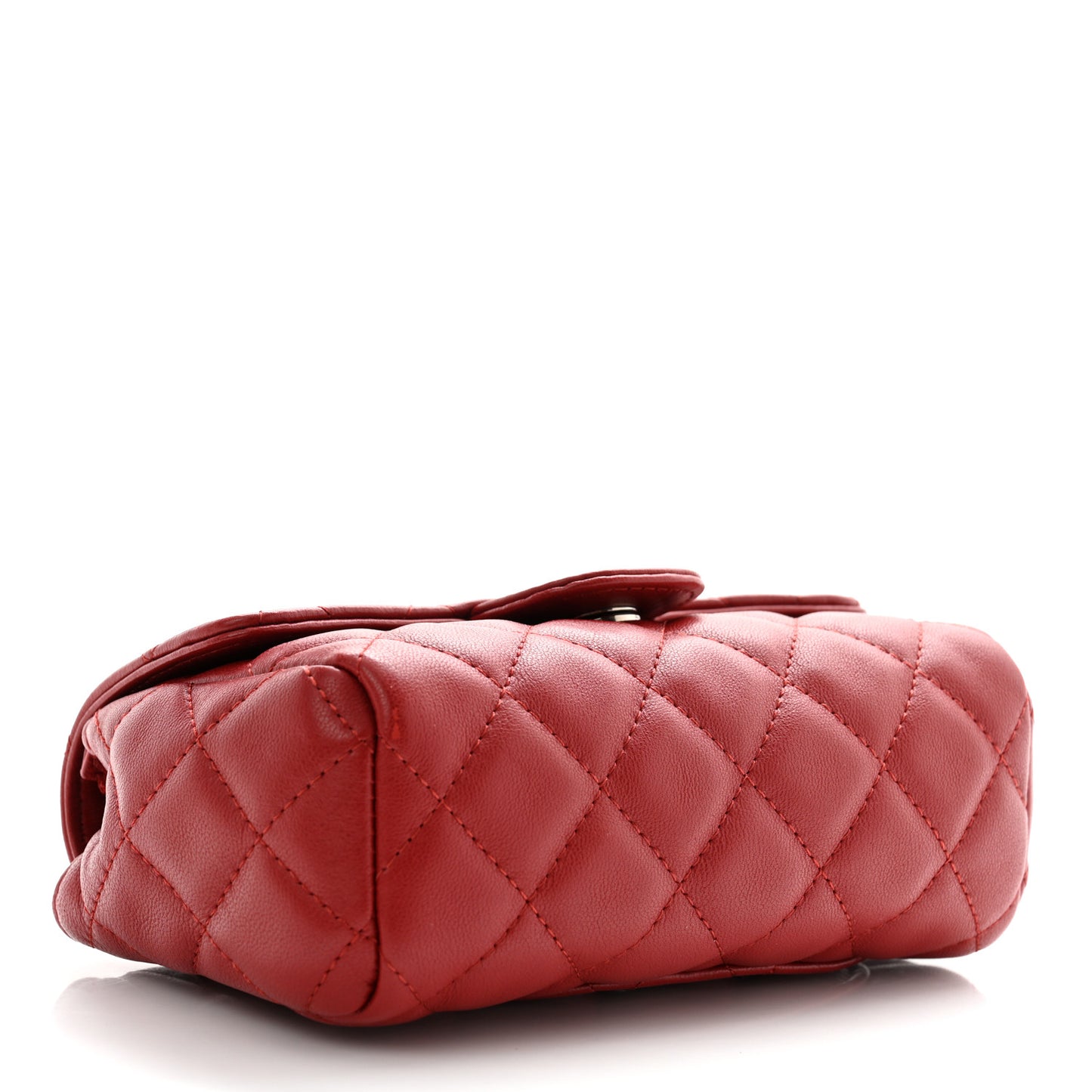 Lambskin Quilted Flap Cosmetic Case Red