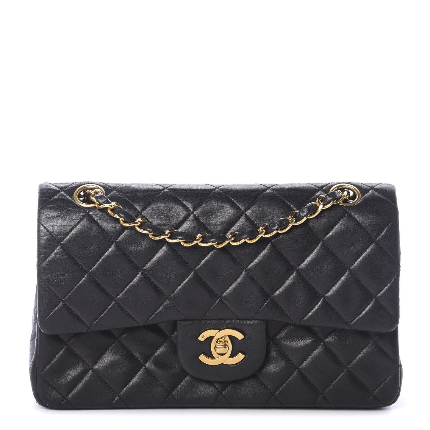 Lambskin Quilted Small Double Flap Black