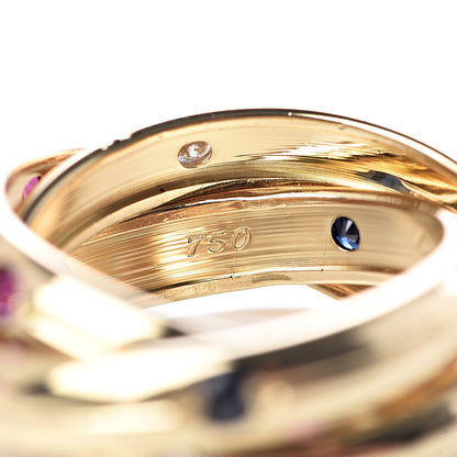 Cartier 18K Yellow Gold Diamond Sapphire Ruby Constellation Trinity Ring 52 6 5 of 5