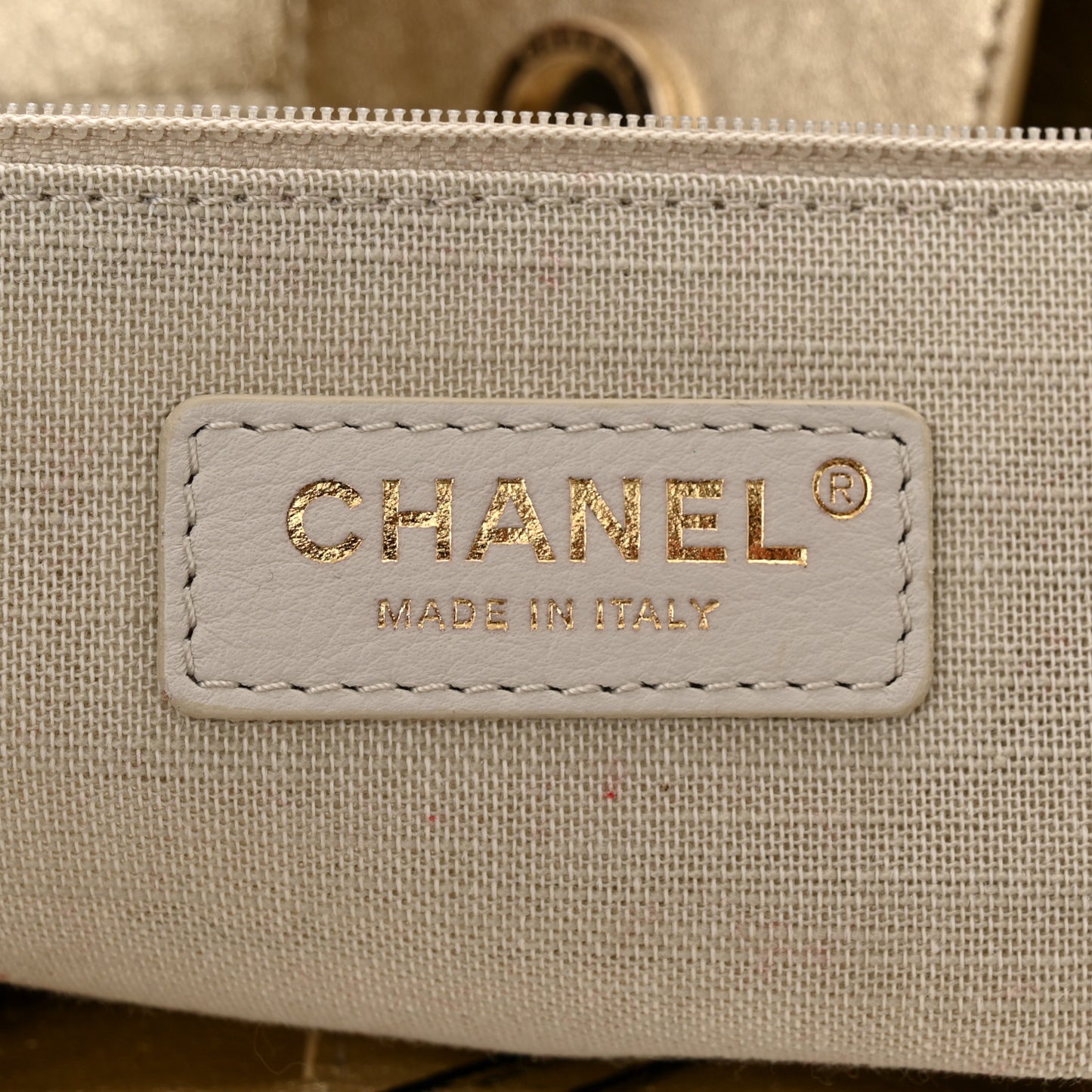 Metallic Calfskin Medium Deauville Tote Gold