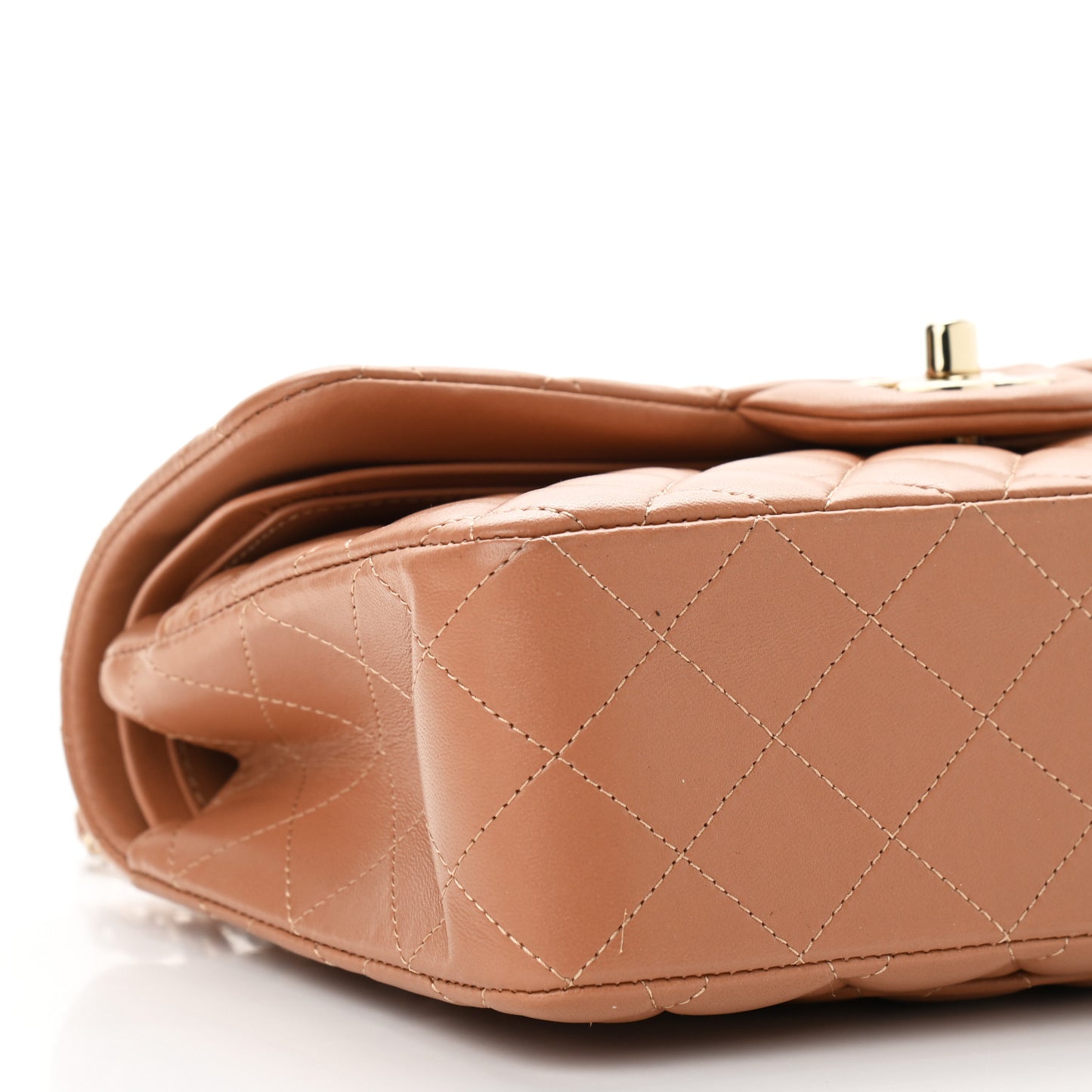 Lambskin Quilted Small Double Flap Brown