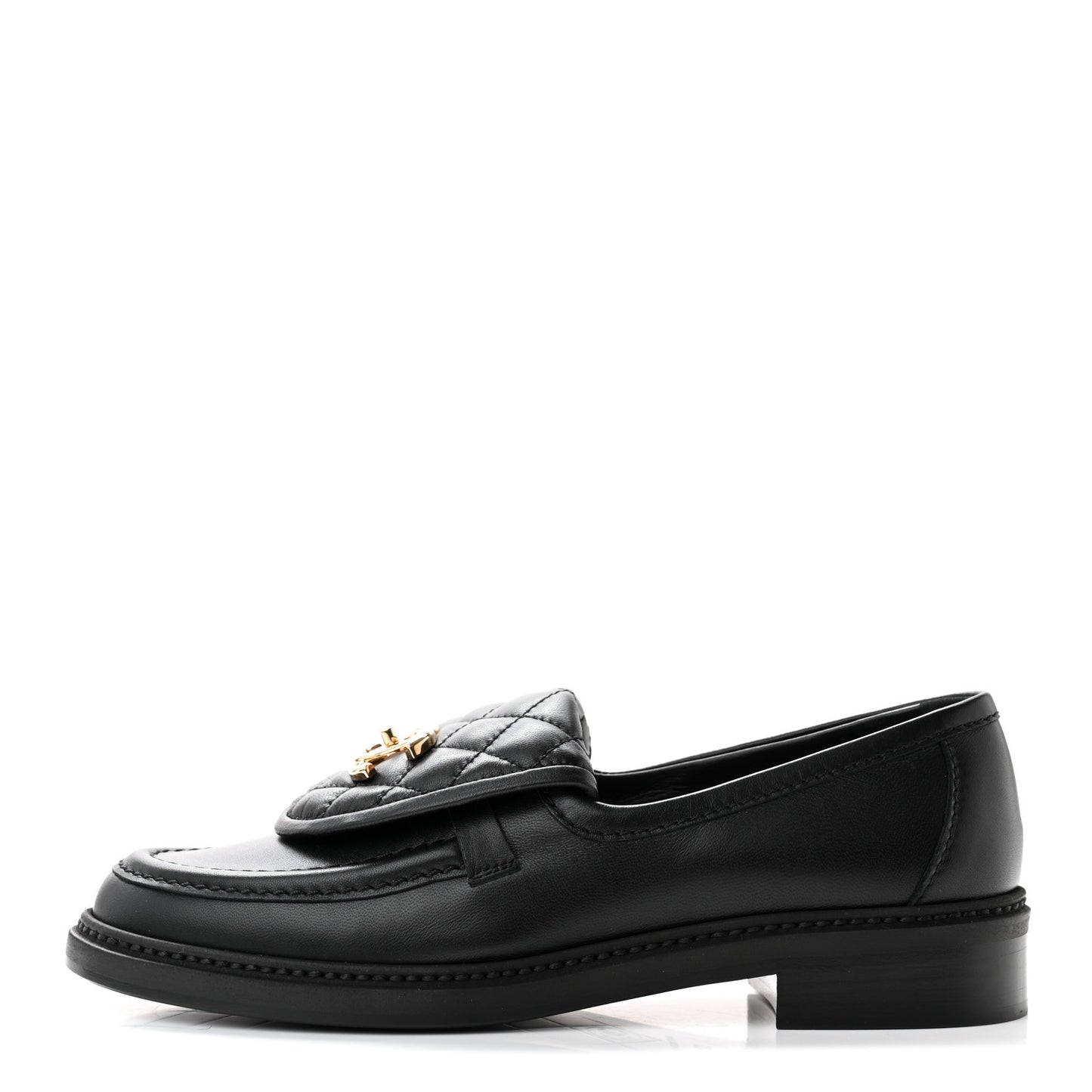 Lambskin Quilted CC Turnlock Loafers 37 Black