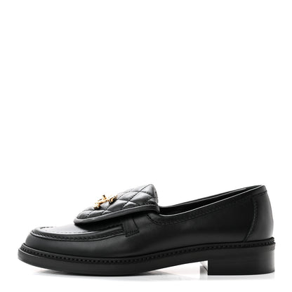 Chanel Lambskin Quilted CC Turnlock Loafers 37 Black 1 of 11