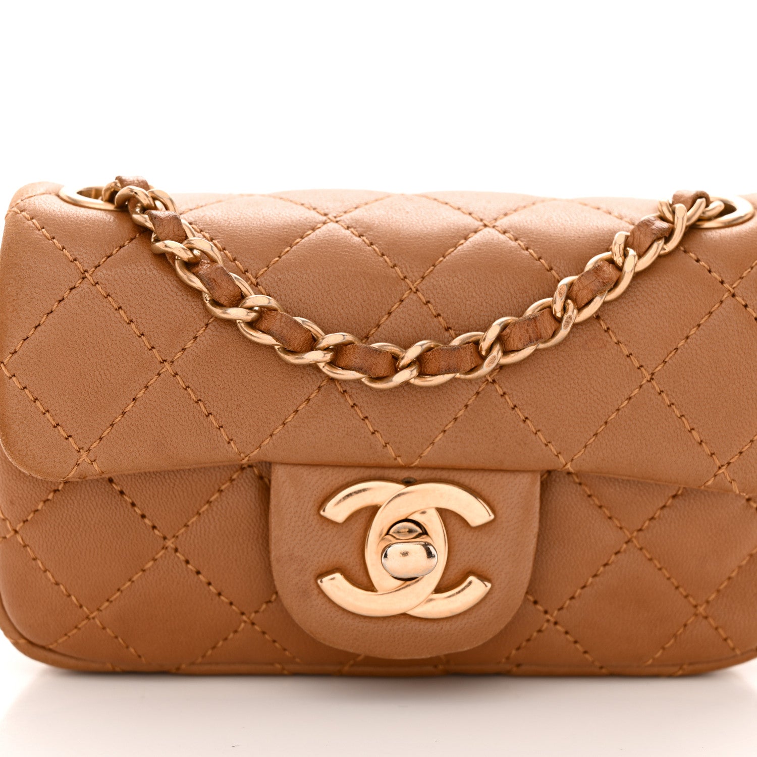 Chanel Lambskin Quilted Extra Mini Rectangular Flap Brown 8 of 10