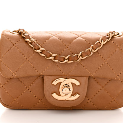 Chanel Lambskin Quilted Extra Mini Rectangular Flap Brown 8 of 10