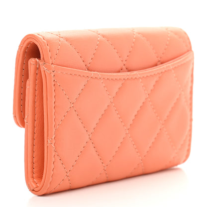Chanel Lambskin Quilted Flap Card Holder Wallet Orange 3 of 8