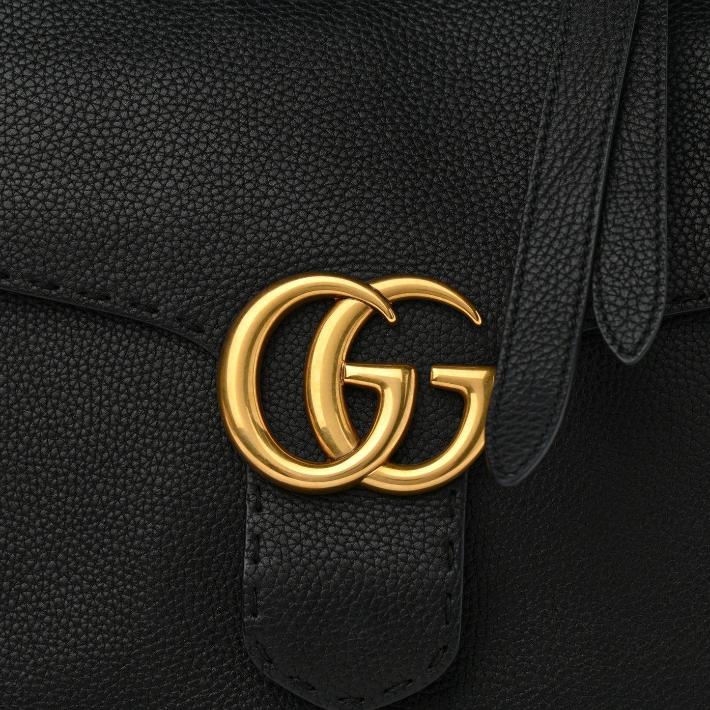 Calfskin Medium GG Marmont Top Handle Bag Black