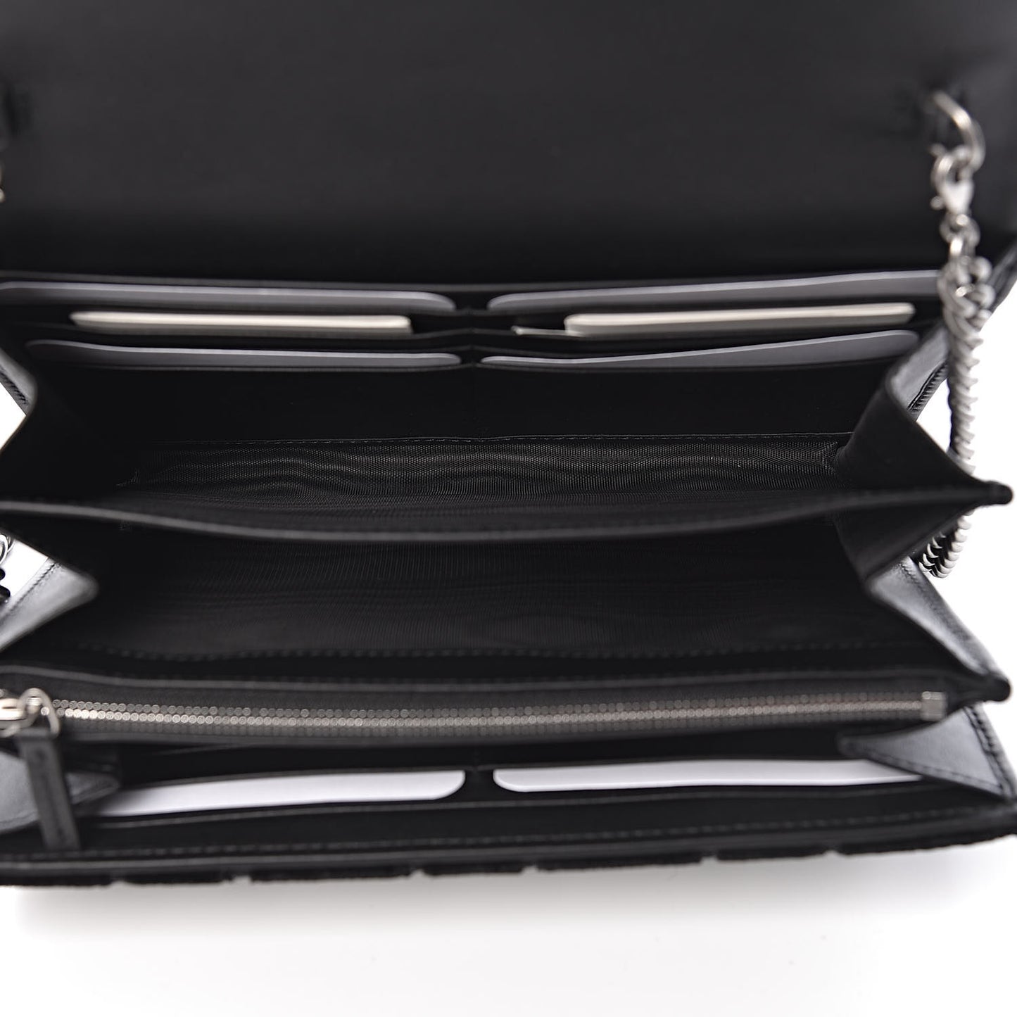 Velvet GG Monogram Mini Dionysus Chain Wallet Black
