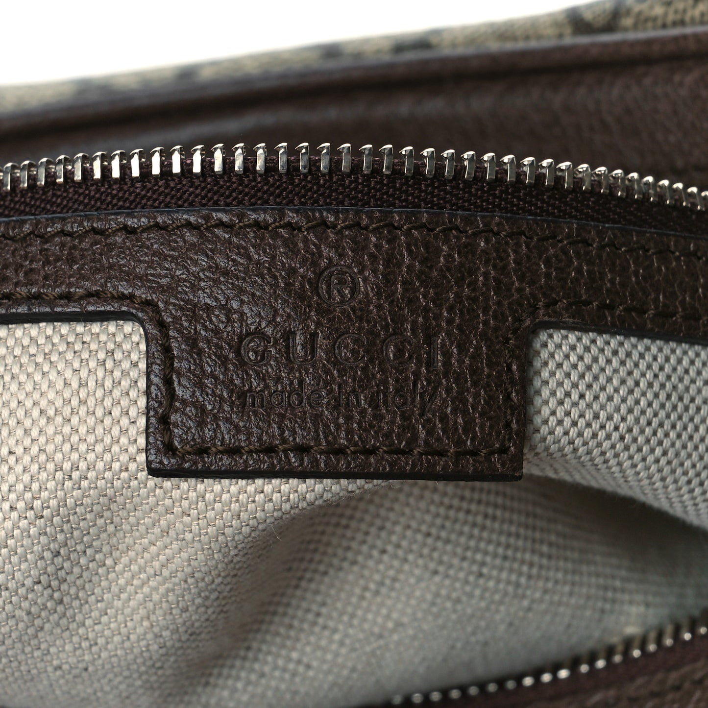 GG Supreme Monogram Textured Calfskin Web Large Attache Shoulder Bag Beige Ebony New Acero
