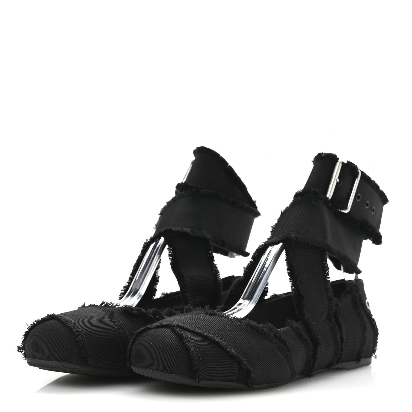 Grosgrain Fringe Songe Ballet Flats 38 Black