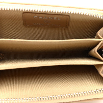 Chanel Metallic Lambskin Crystal Camellia Embossed Zip Coin Purse  Gold 5 of 8