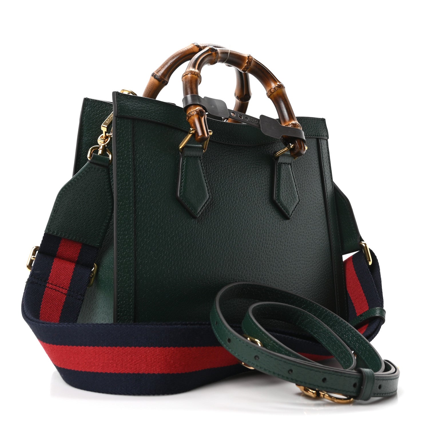 Gucci Textured Dollar Calfskin Web Small Diana Tote Bag Vintage Green Powder Pink 3 of 10
