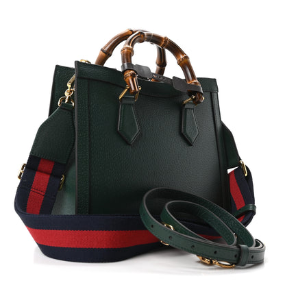 Gucci Textured Dollar Calfskin Web Small Diana Tote Bag Vintage Green Powder Pink 3 of 10