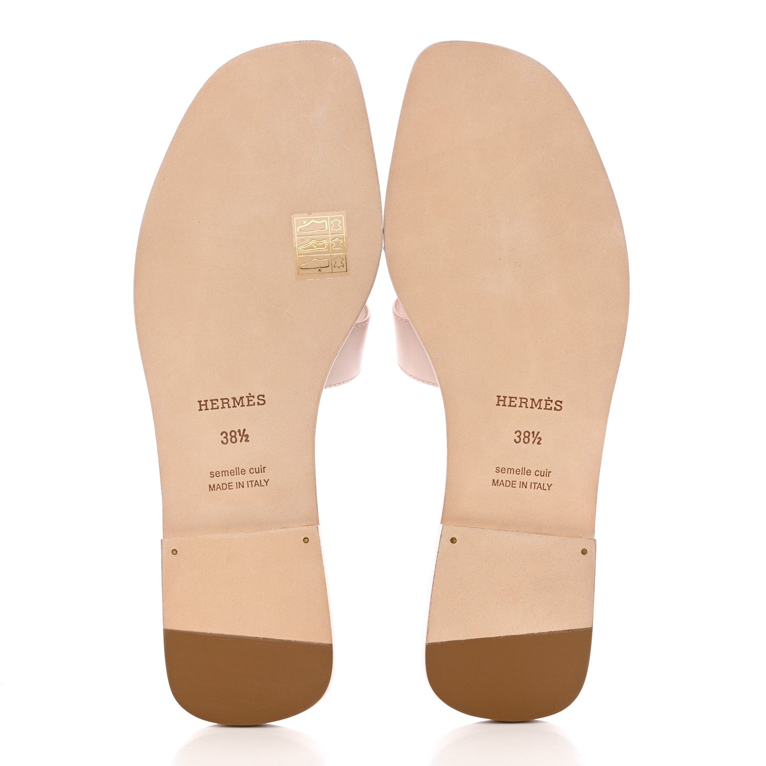 Hermes Box Calfskin Oran Sandals 38.5 Rose Pale 5 of 9