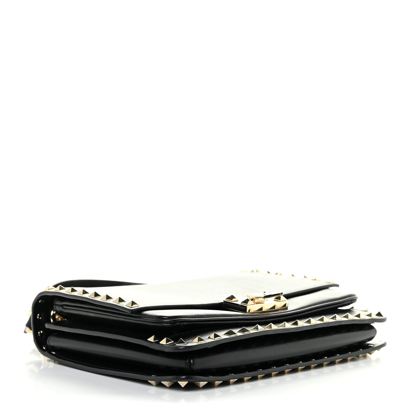 Vitello Rockstud Flip Lock Flap Messenger Black