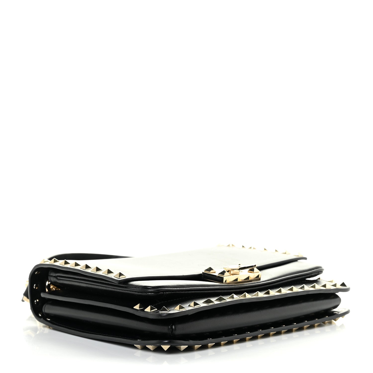 Valentino Garavani Vitello Rockstud Flip Lock Flap Messenger Black 4 of 16