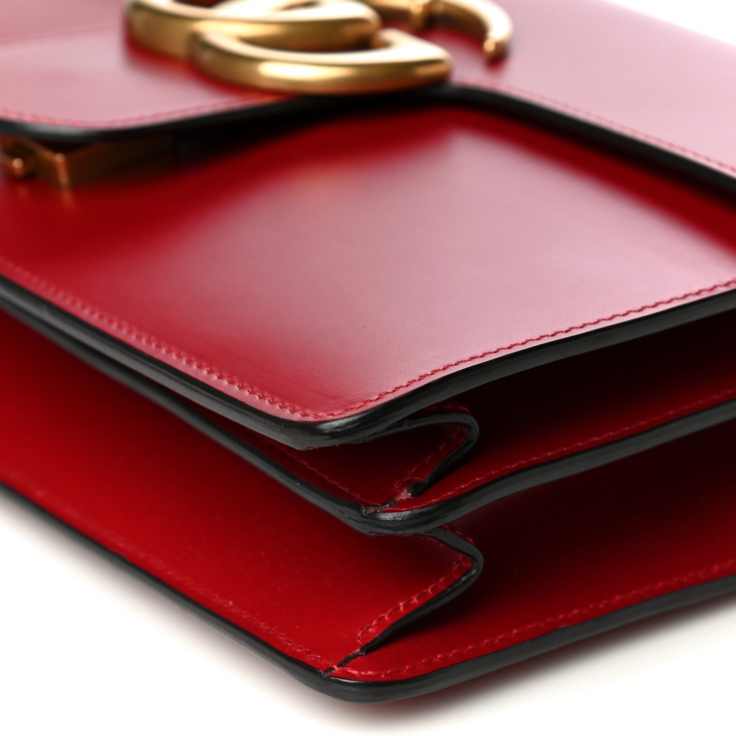 Knight Calfskin Medium GG Marmont Chain Handle Bag Hibiscus Red