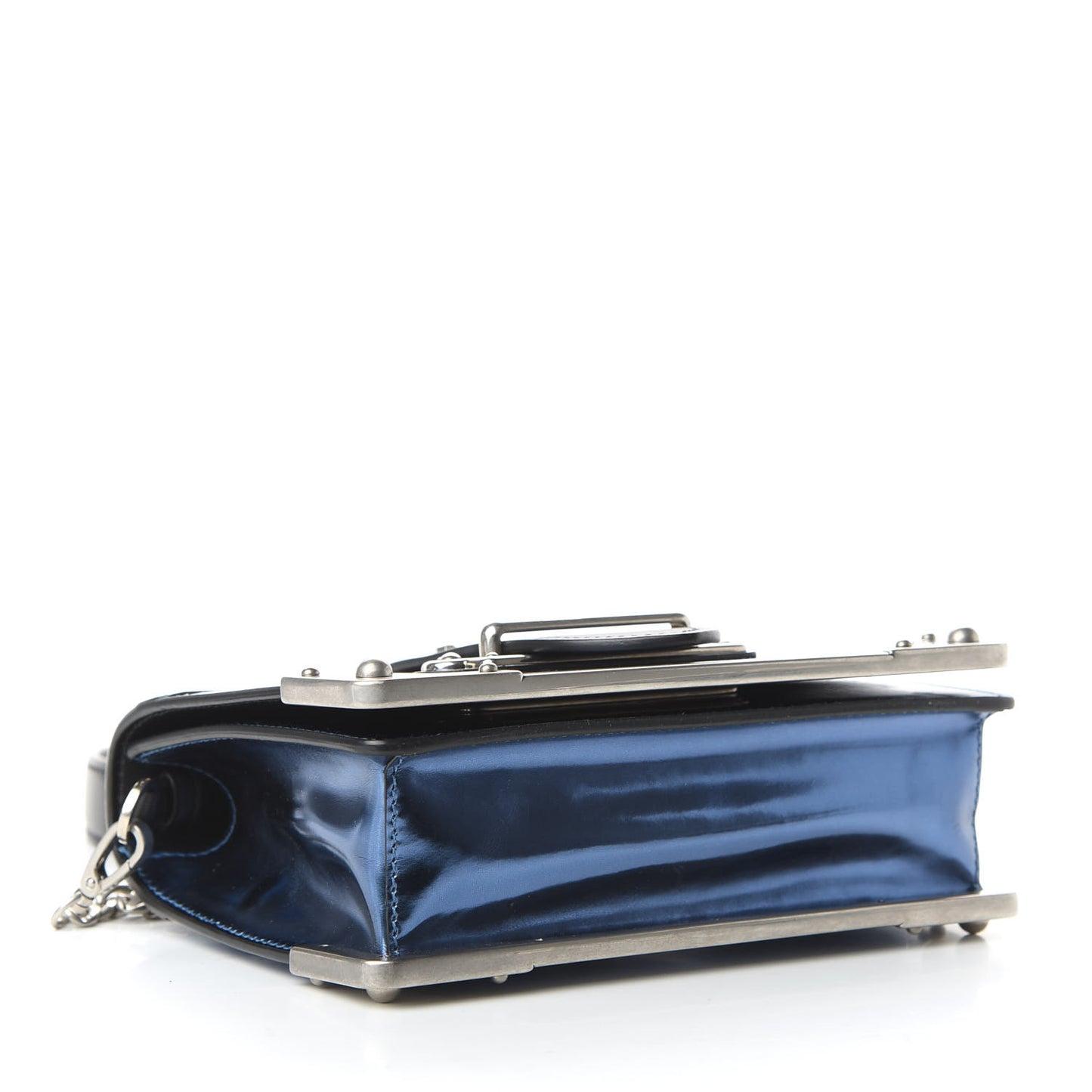 Metallic Vitello Saffiano Cahier Bag Denim Black