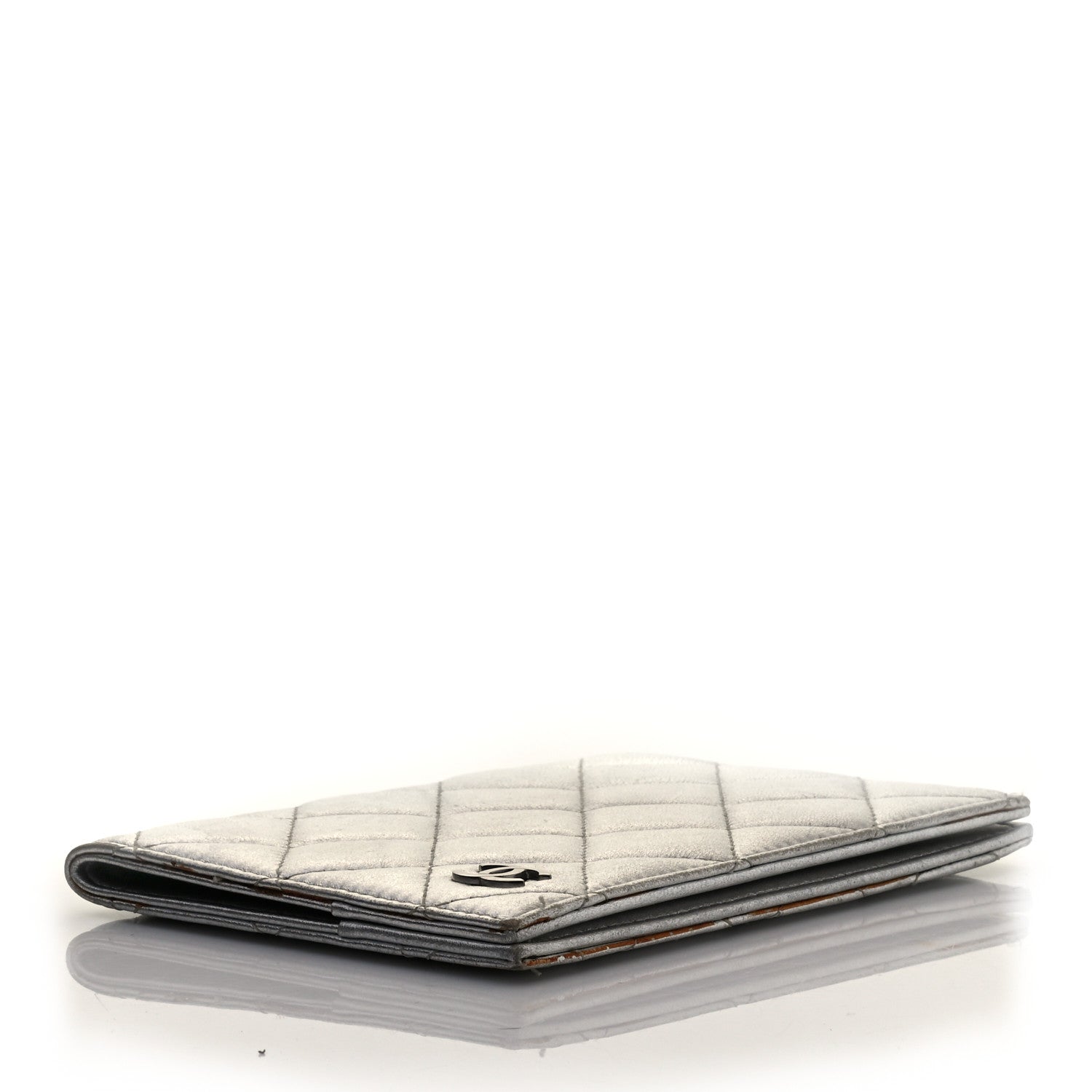 Chanel Metallic Lambskin Quilted Passport Holder Silver 3 of 4