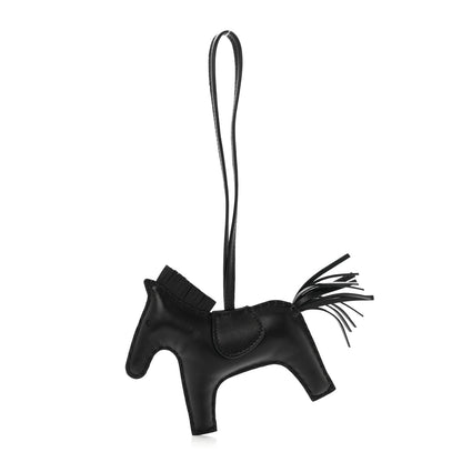 Hermes Milo Lambskin Grigri Rodeo Horse Bag Charm MM So Black 1 of 5