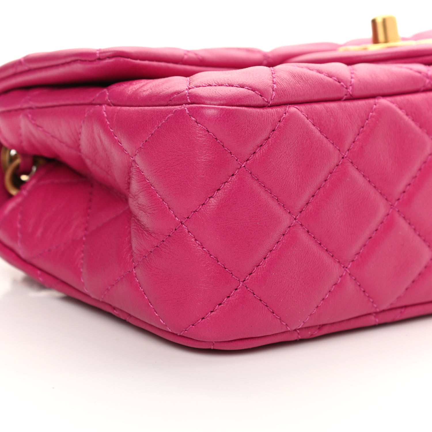 Chanel Lambskin Quilted Mini Rectangular Pearl Crush Flap Fuchsia 9 of 11