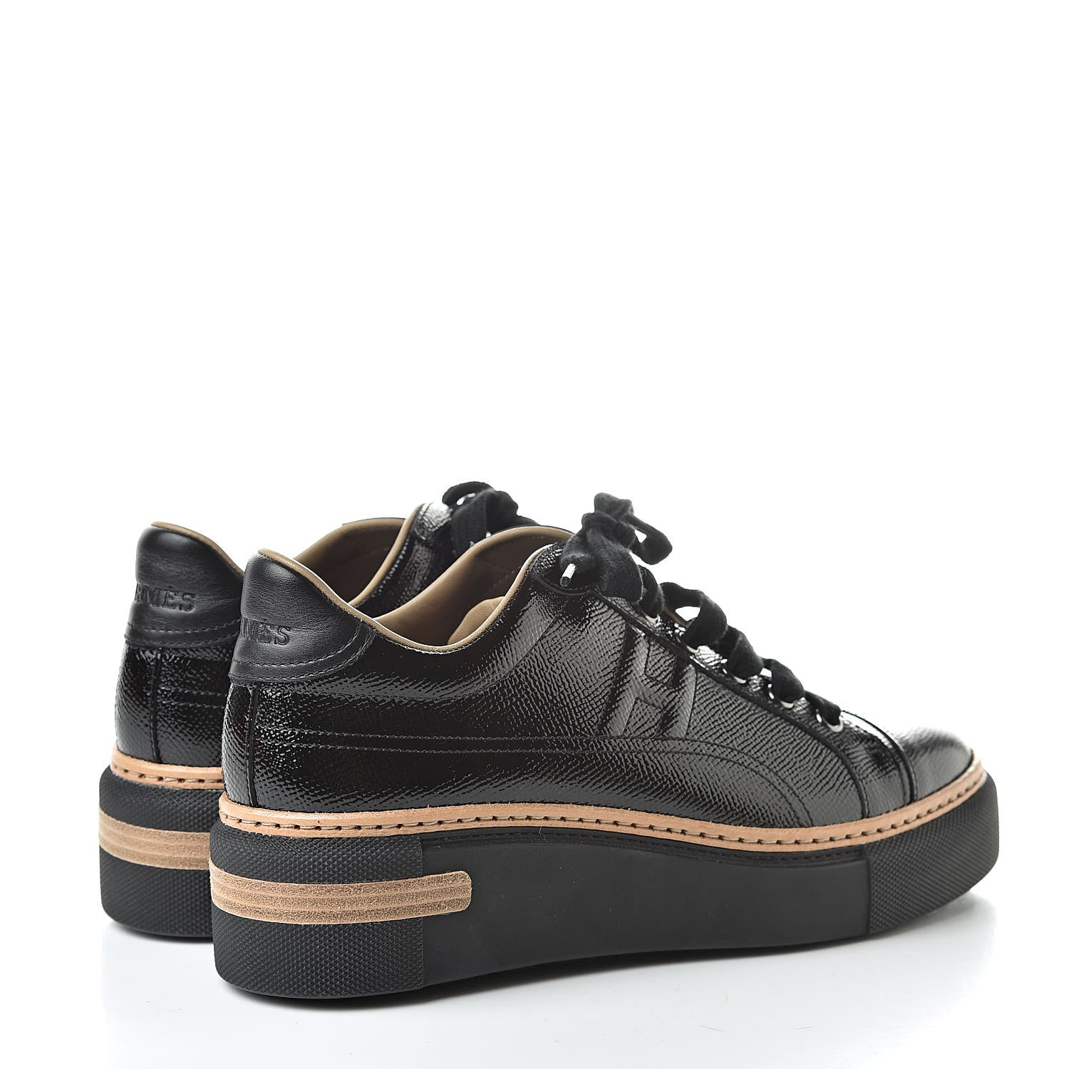Hermes Patent Epsom Womens Polo Sneakers 37 Black 4 of 8